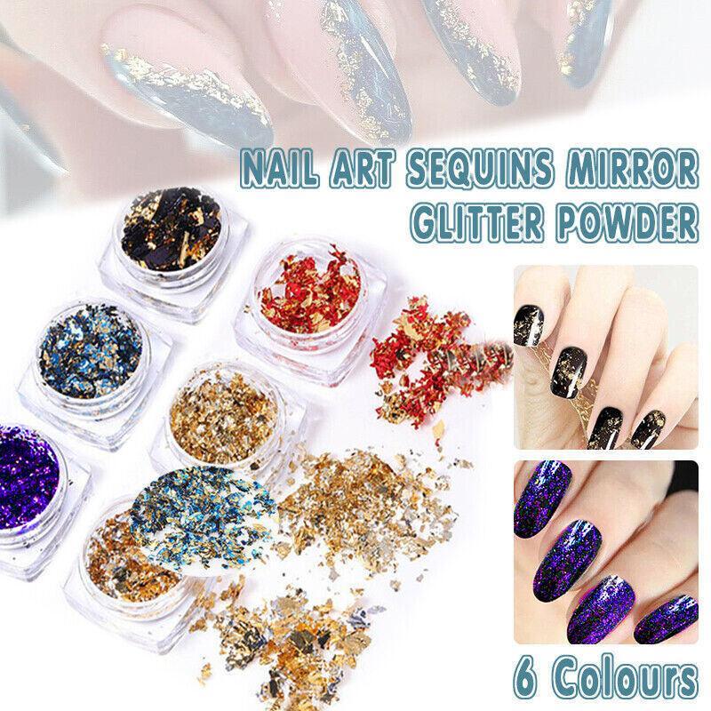 Nail Art Mirror Foil Flakes Glitter Powder - Purple - view 2