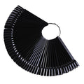 Nail Colour Display Fan with Iron Ring and 50 Oval Practice Tips - Black