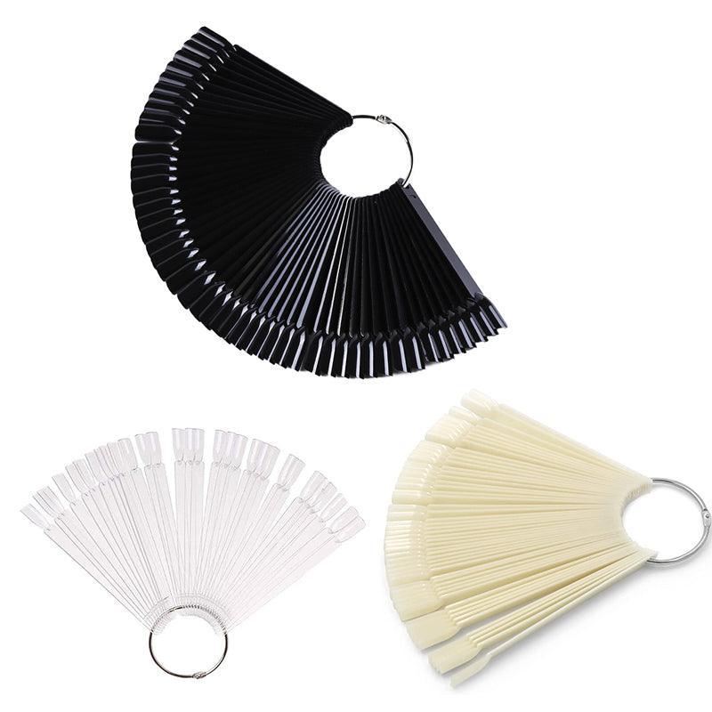 Nail Colour Display Fan with Iron Ring and 50 Oval Practice Tips - Black - view 3