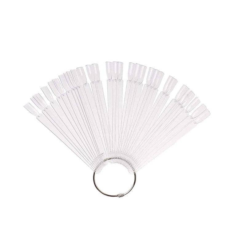 Nail Colour Display Fan with Iron Ring and 50 Oval Practice Tips - Clear