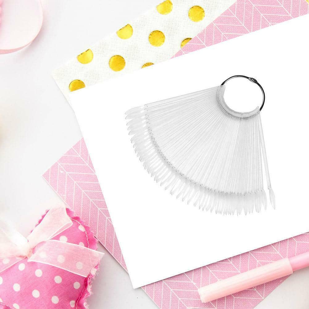 Nail Colour Display Fan with Iron Ring and 50 Oval Practice Tips - Clear - view 5