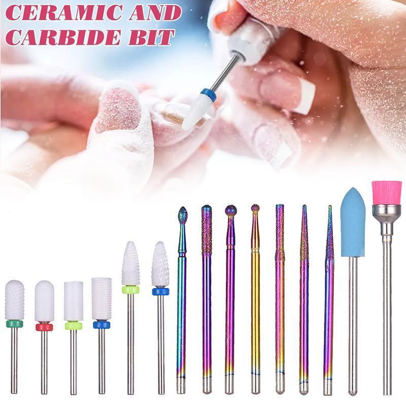 Nail Drill Bit Set, 16 Piece - Ceramic and Tungsten Carbide