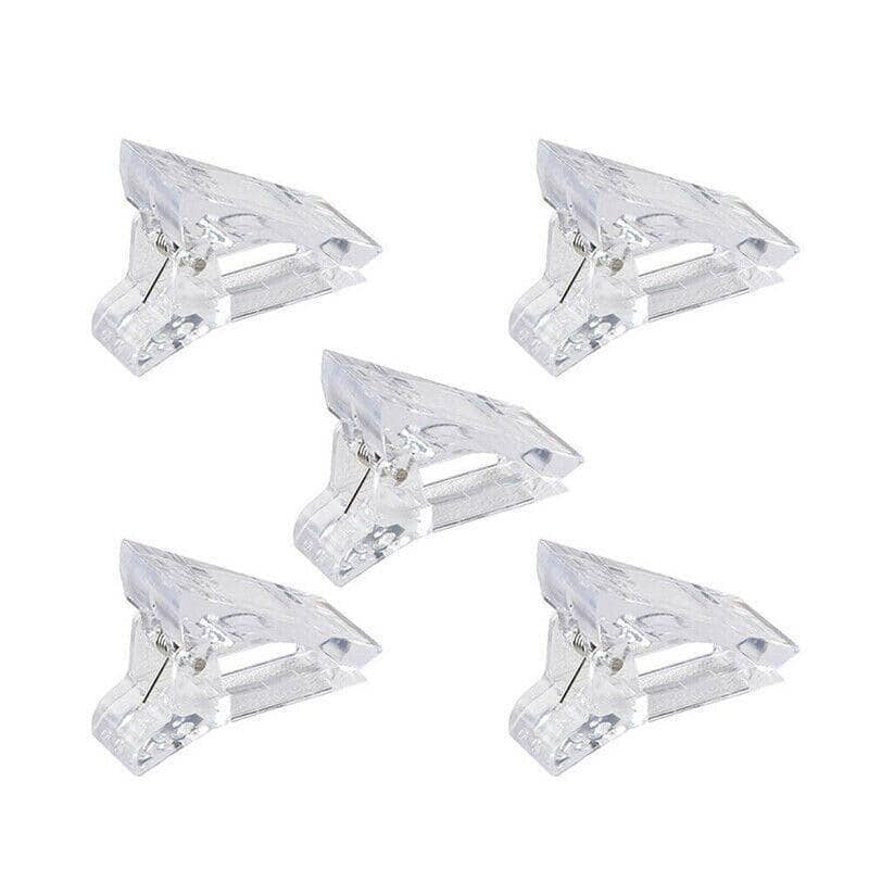 Nail Tips Clip Clamps for Poly Gel Nail Extension - Clear, Pack of 5
