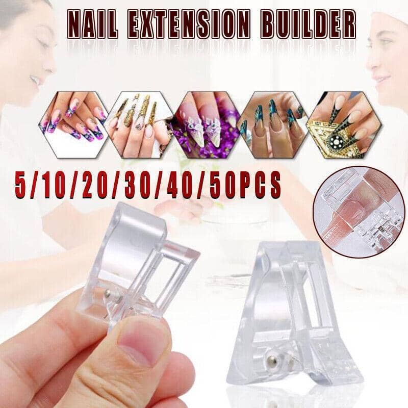 Nail Tips Clip Clamps for Poly Gel Nail Extension - Clear, Pack of 5 - view 2