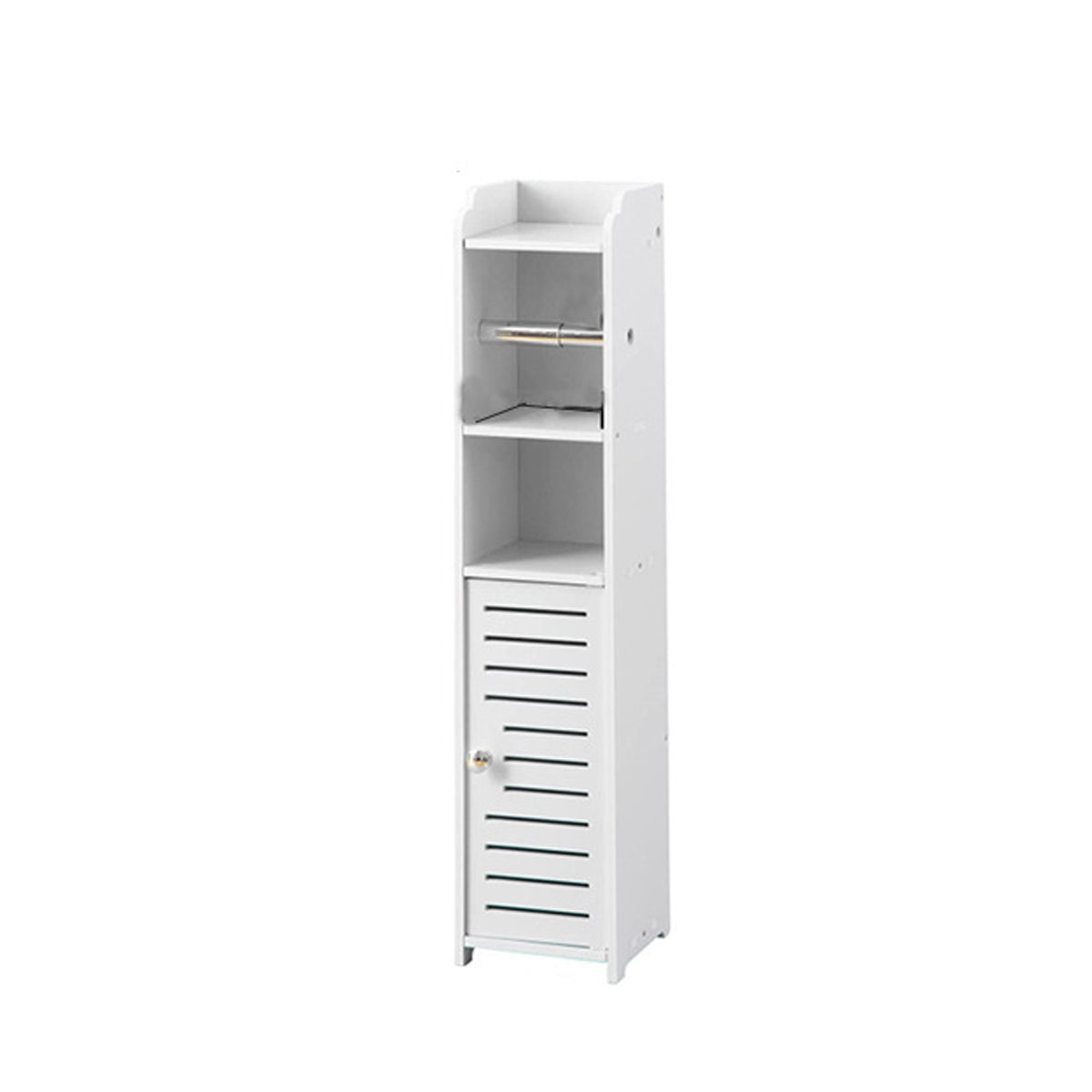 Narrow Bathroom Storage Cabinet, Waterproof PVC - Scroll Model, 80 x 17 x 15cm