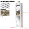 Narrow Bathroom Storage Cabinet, Waterproof PVC - Scroll Model, 80 x 17 x 15cm - view 4