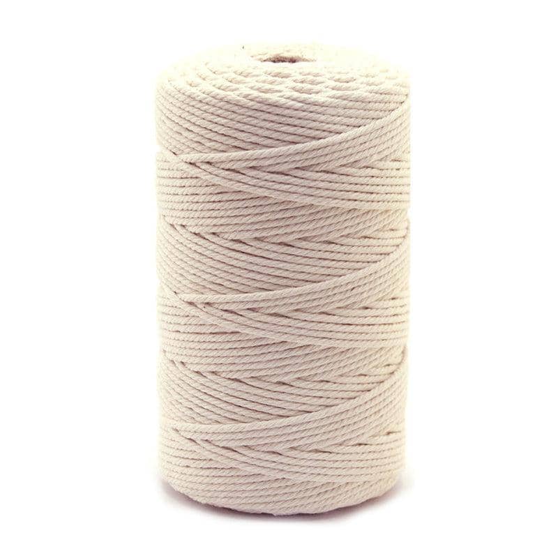 Natural Beige Cotton Macrame Rope 4 mm x 100 m Twisted Cord for Craft and Cooking