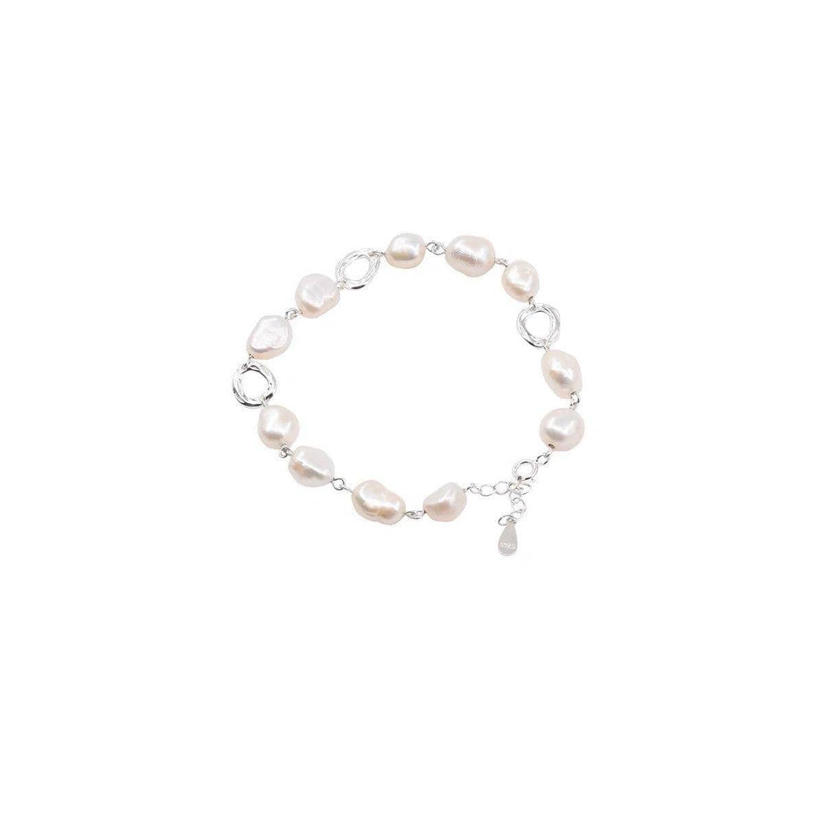 Natural Freshwater Pearl Bracelet with 925 Sterling Silver - view 2