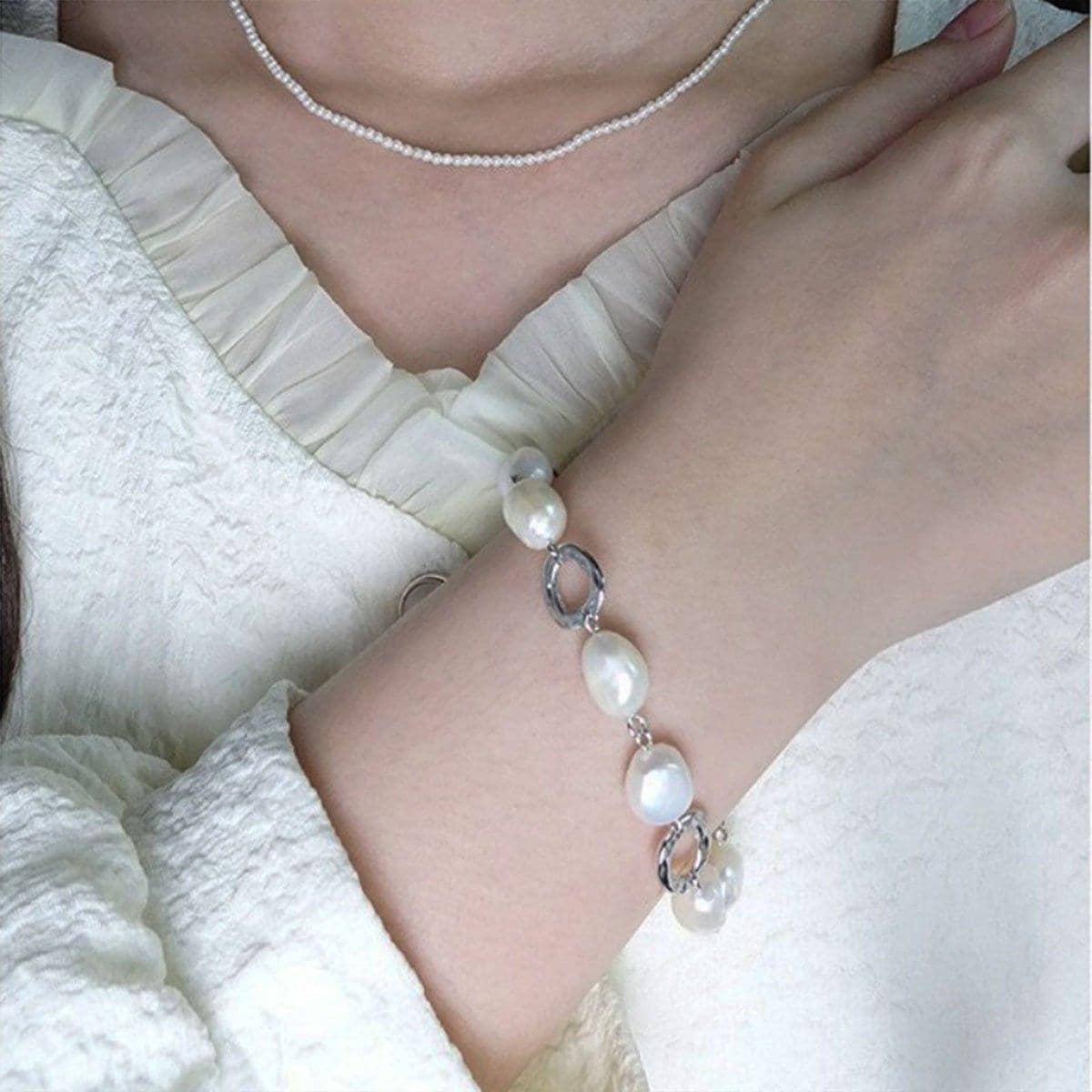 Natural Freshwater Pearl Bracelet with 925 Sterling Silver - view 4