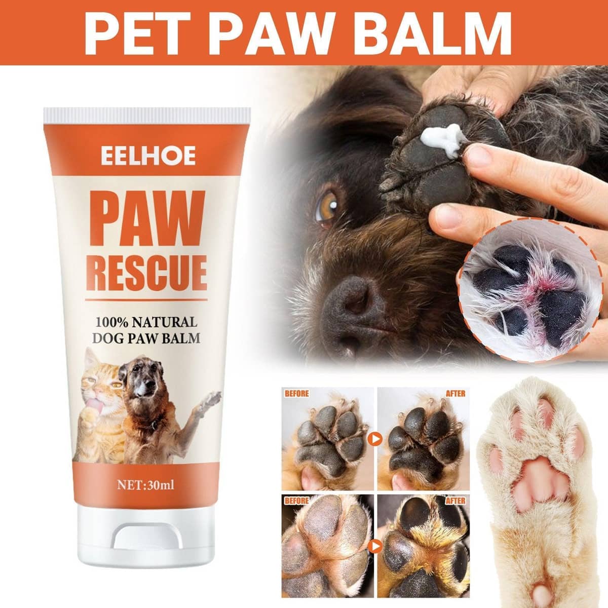 Natural Paw Balm for Cats and Dogs, Moisturising Paw Pad Treatment