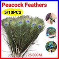 Natural Peacock Eye Feathers for Craft and Vase Decor - Pack of 5, 26-30cm - view 2
