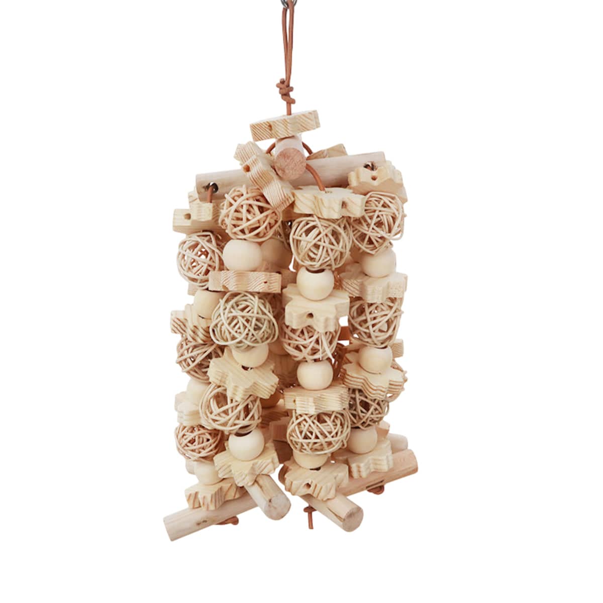 Natural Rattan Parrot Chew Toy Wooden Bird Interactive Biting Toy for Cage - view 2