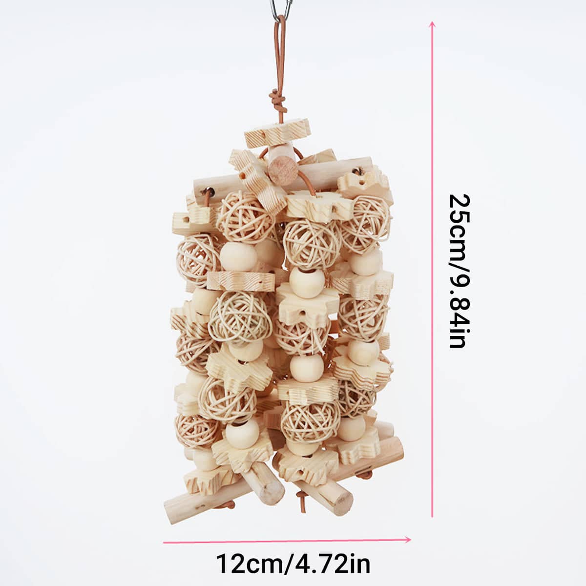 Natural Rattan Parrot Chew Toy Wooden Bird Interactive Biting Toy for Cage - view 3