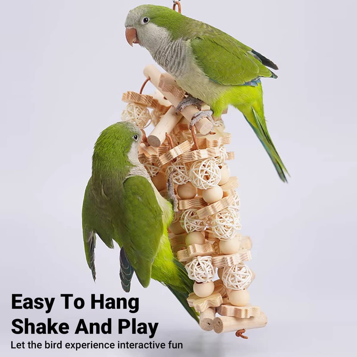 Natural Rattan Parrot Chew Toy Wooden Bird Interactive Biting Toy for Cage - view 4