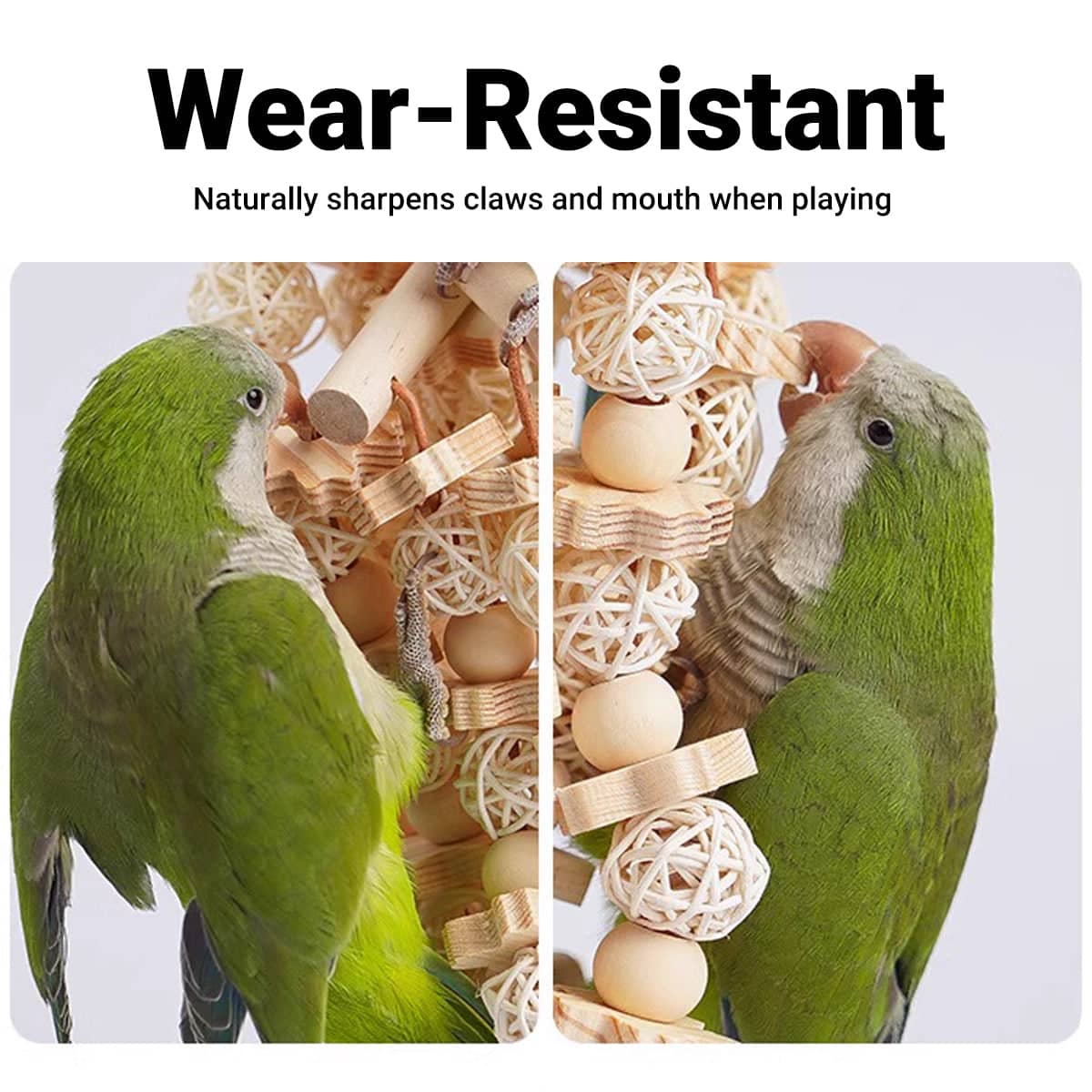 Natural Rattan Parrot Chew Toy Wooden Bird Interactive Biting Toy for Cage - view 5