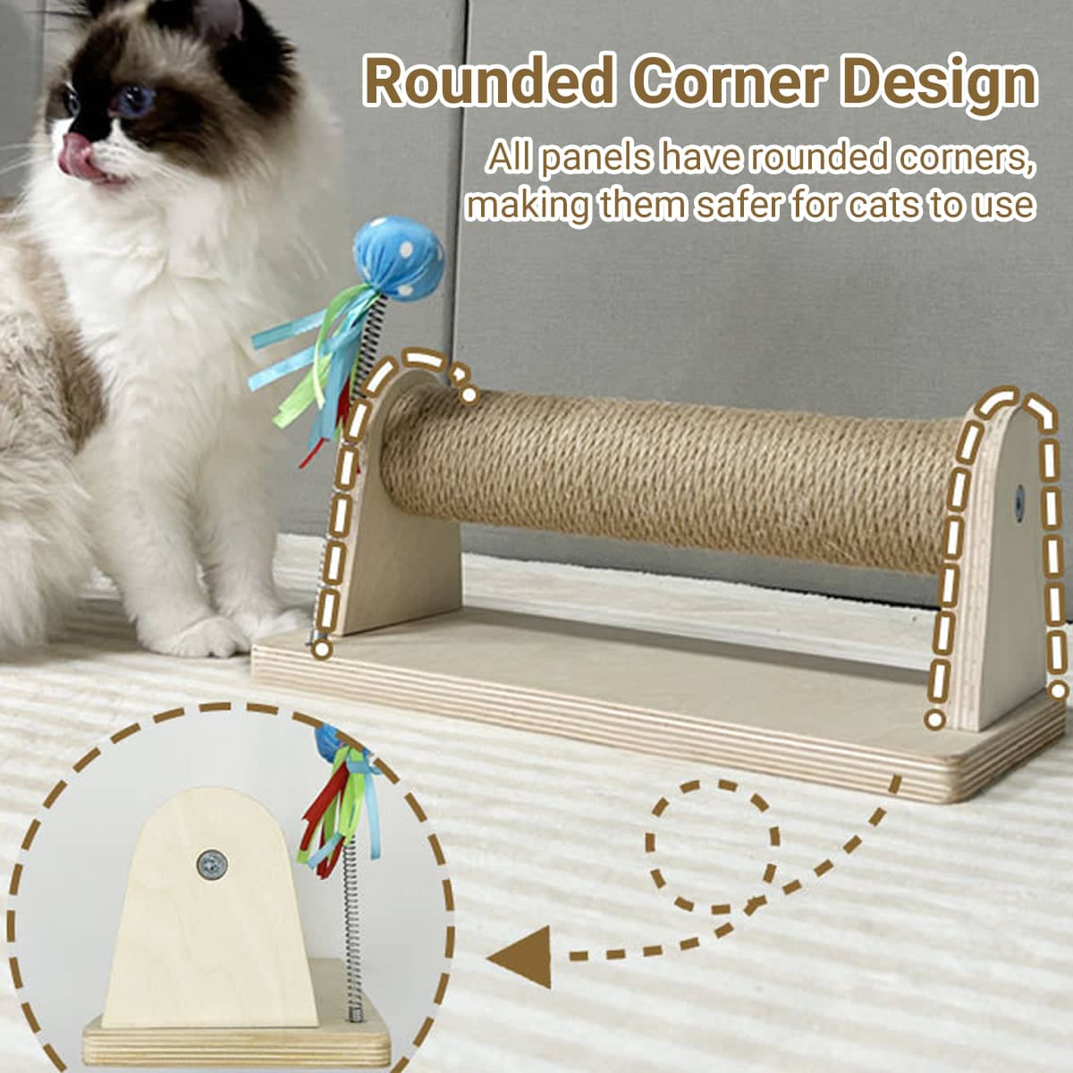 Natural Sisal Cat Scratching Pad Non Shedding Cat Nail Care with Toy - view 4
