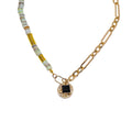 Natural Stone Clavicle Necklace with Gold-Tone Chain for Women - view 2