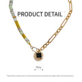 Natural Stone Clavicle Necklace with Gold-Tone Chain for Women - view 3