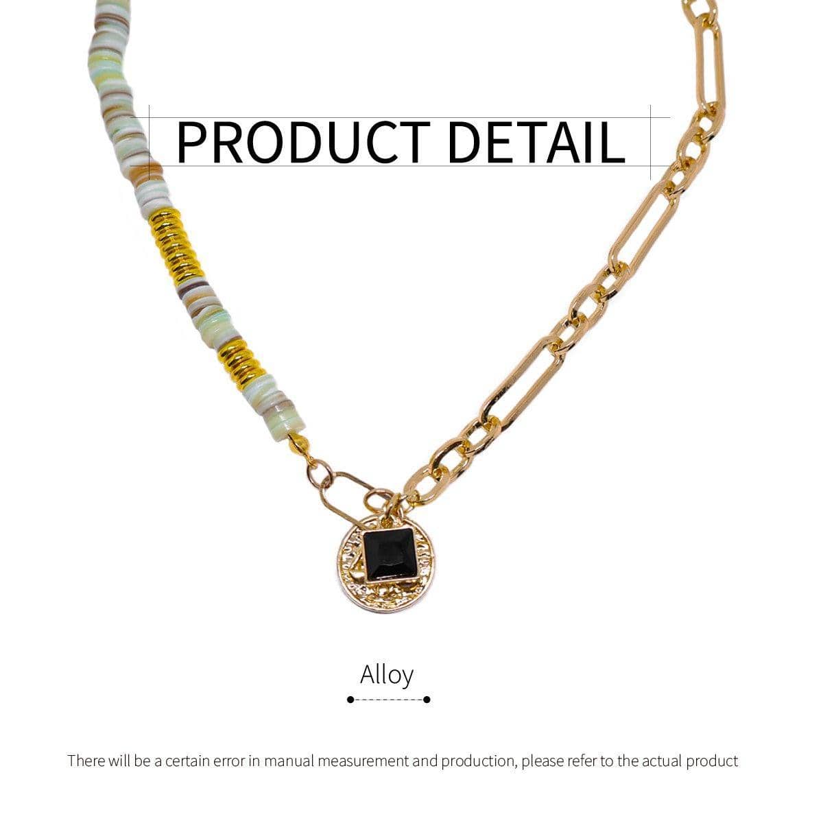 Natural Stone Clavicle Necklace with Gold-Tone Chain for Women - view 3