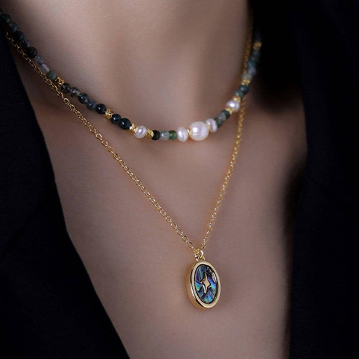 Natural Stone Necklace with Adjustable Chain - With Pendant - view 5