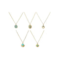 Natural Stone Pendant Necklace - Turquoise Oval Stone, Gold Filigree Frame - view 3