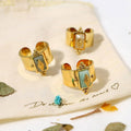 Natural Stone Ring in Titanium Steel - White - view 5