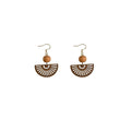 Natural Wood Chinese Fan Earrings for Women - view 2