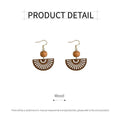Natural Wood Chinese Fan Earrings for Women - view 3