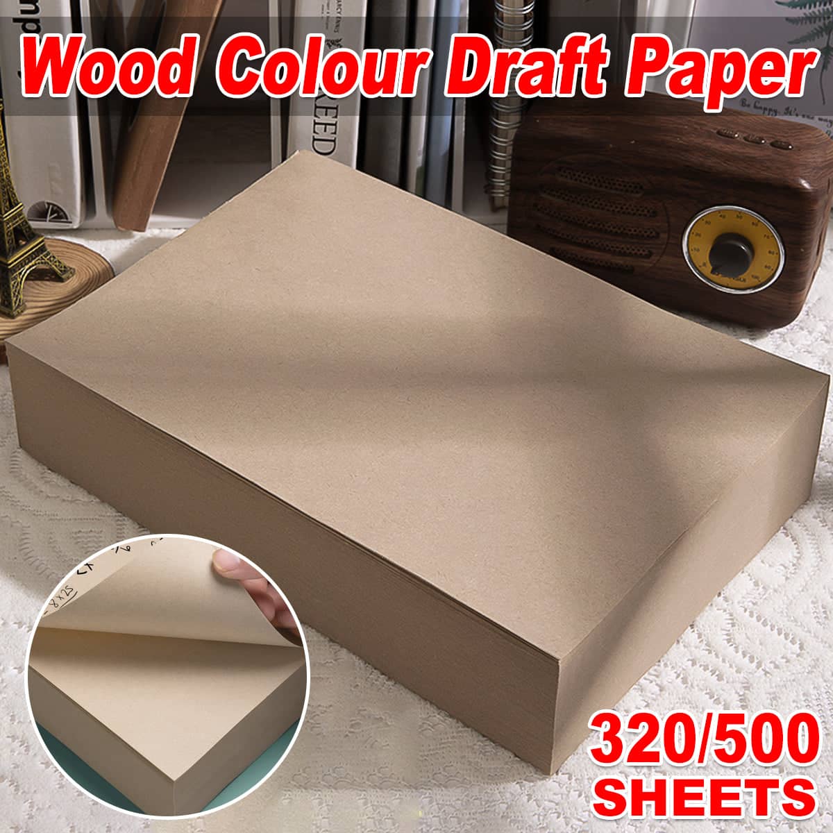 Natural Wood Colour Draft Paper Notebook for Students, 500 Sheets - view 2