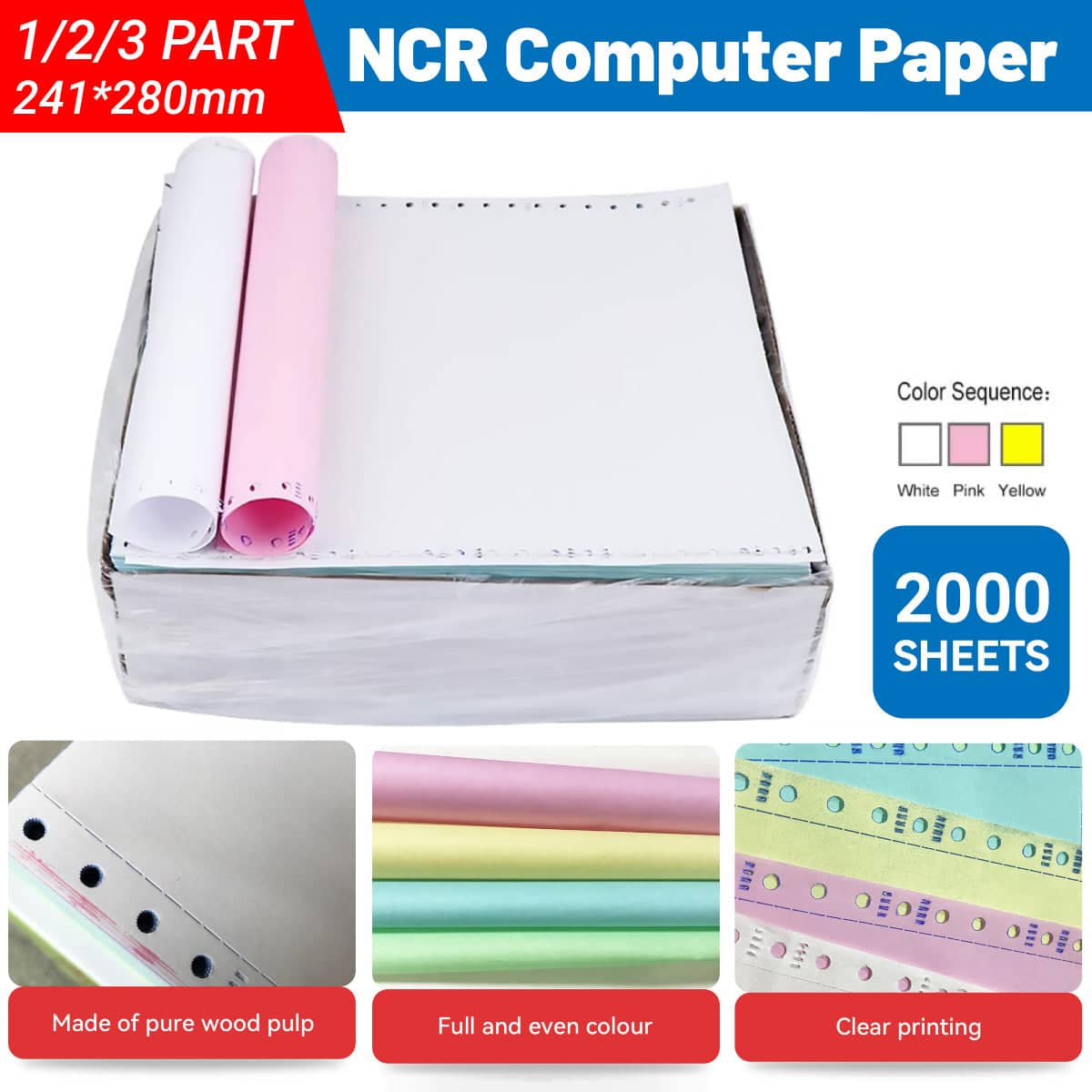 NCR Computer Paper, 2000 Sheets - 1 Layer, White - view 2