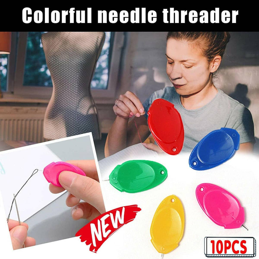 Needle Threaders for Hand Sewing and Embroidery - Pack of 10, Assorted Colours
