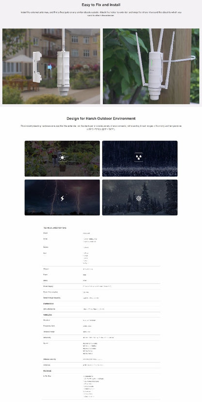 WAVLINK AC1200 Outdoor Gigabit Wi-Fi Range Extender Dual-Band Weatherproof