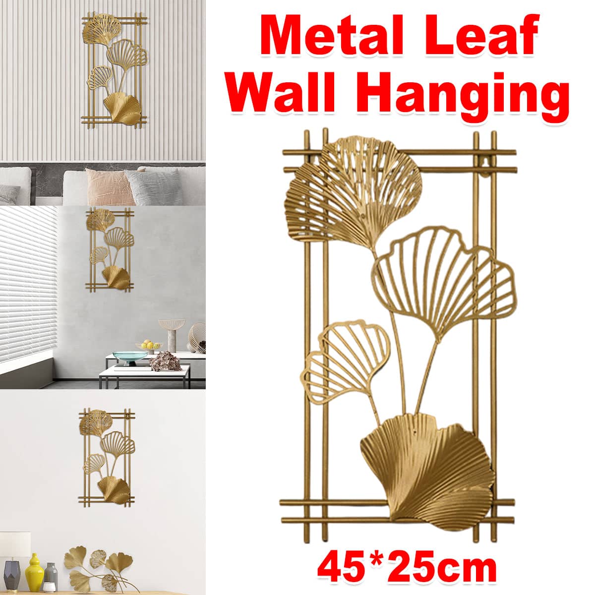 New Chinese Style Metal 3D Gold Leaf Wall Hanging Ornament for Home and Bedroom