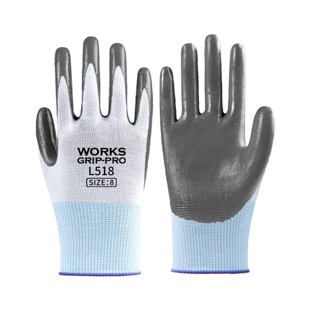 Nitrile Coated Work Gloves Non Slip Wear Resistant, Pack of 20 Pairs, Size 8 (23.5 cm) - view 2
