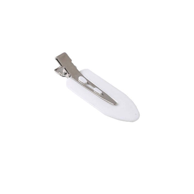 No Bend Hair Clips, Acrylic and Stainless Steel Barrette - White, Pack of 4