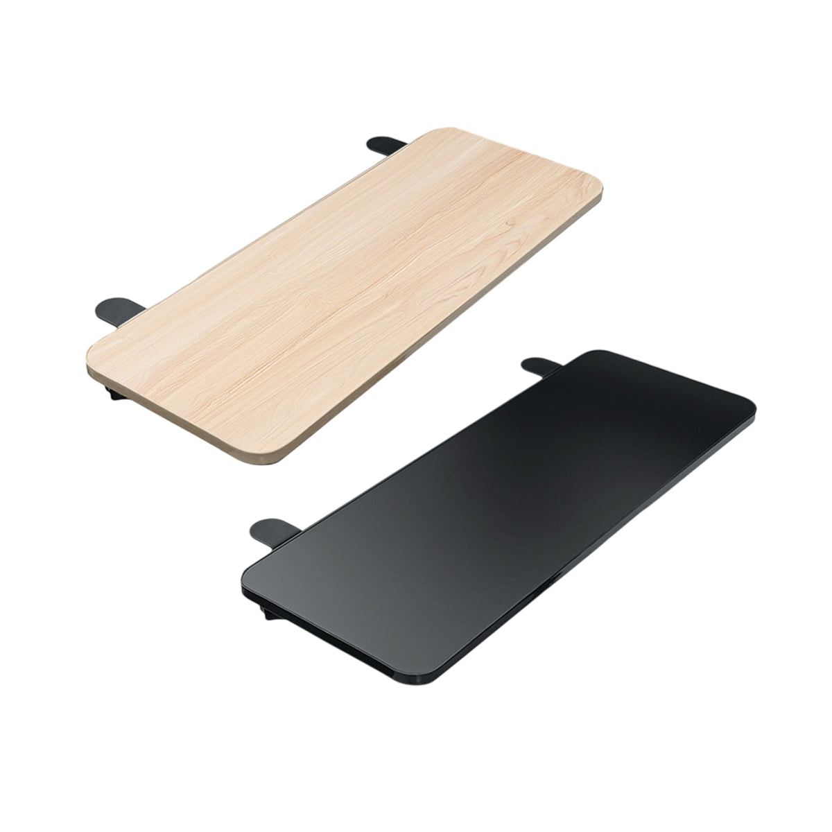 No Drill Desk Extension Tray Clamp on Foldable Shelf - Large 65cm, Natural Wood - view 3