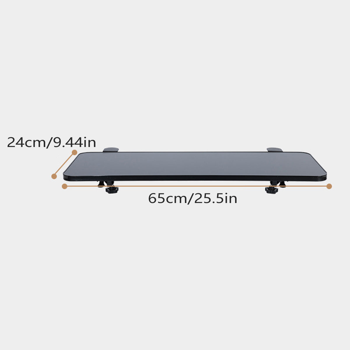 No Drill Desk Extension Tray Clamp on Foldable Shelf - Large 65cm, Natural Wood - view 4