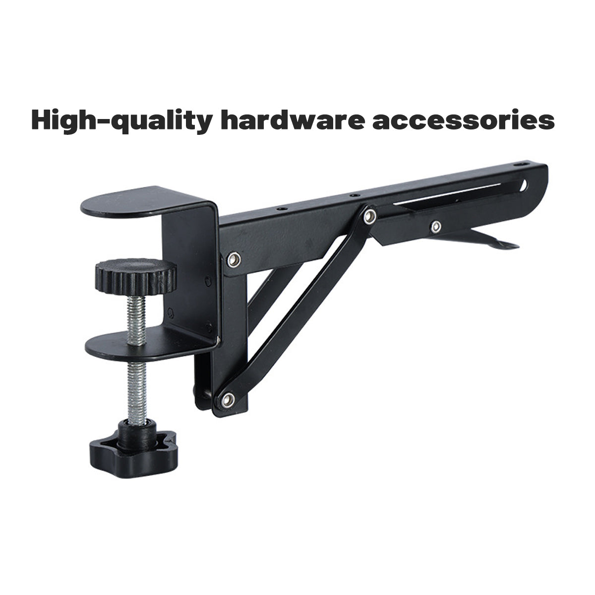 No Drill Desk Extension Tray Clamp on Foldable Shelf - Large 65cm, Natural Wood - view 5
