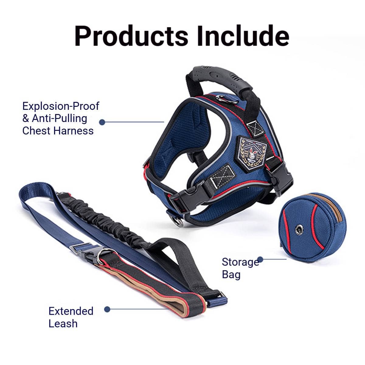 No Pull Dog Harness and Bungee Leash Set Padded Vest for Medium and Large Dogs - Size L (Neck 55-67 cm) - view 5