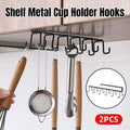 No-Punch Double Row Cup Hook Rack for Kitchen Shelves - Pack of 2
