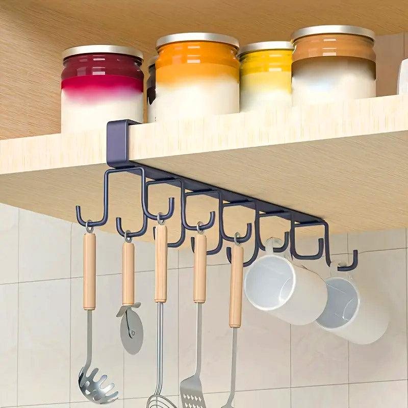No-Punch Double Row Cup Hook Rack for Kitchen Shelves - Pack of 2 - view 4