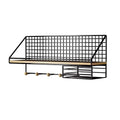 No-Punch Wall Mounted Iron Storage Rack with Tissue Holder - Black