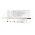No-Punch Wall Mounted Iron Storage Rack with Tissue Holder - White