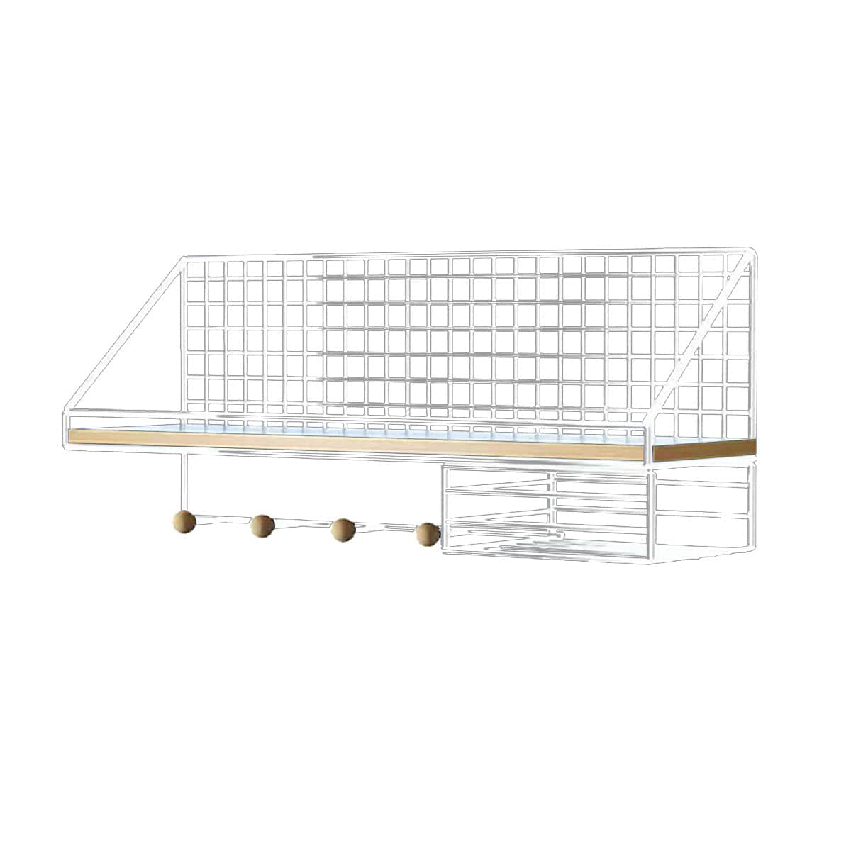 No-Punch Wall Mounted Iron Storage Rack with Tissue Holder - White