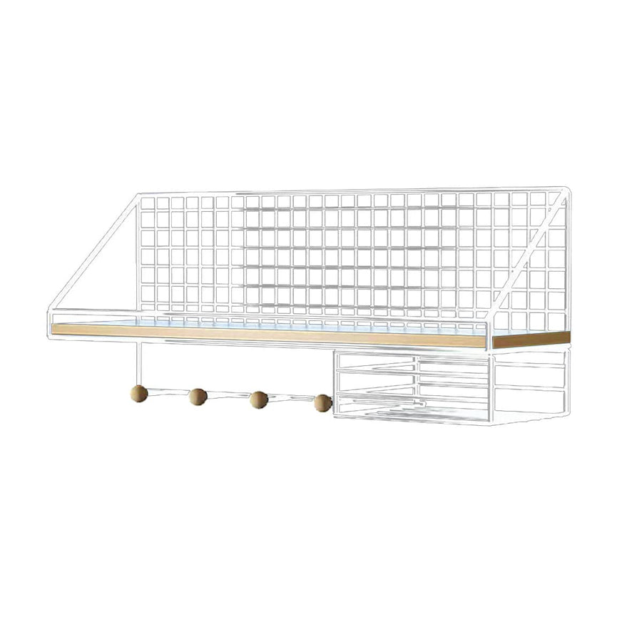 No-Punch Wall Mounted Iron Storage Rack with Tissue Holder - White