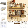 No-Punch Wall Mounted Iron Storage Rack with Tissue Holder - White - view 2