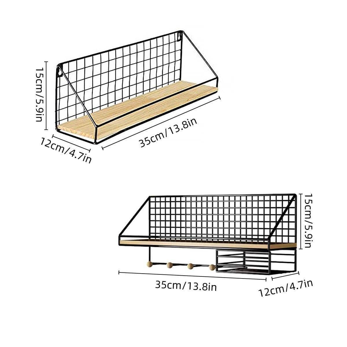 No-Punch Wall Mounted Iron Storage Rack with Tissue Holder - White - view 4
