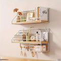 No-Punch Wall Mounted Iron Storage Rack with Tissue Holder - White - view 5