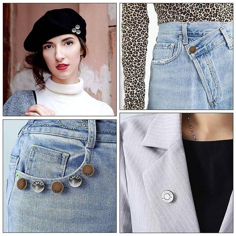 No-Sew Jeans Button Pins for Pants - Pack of 8, Mixed Designs - view 3