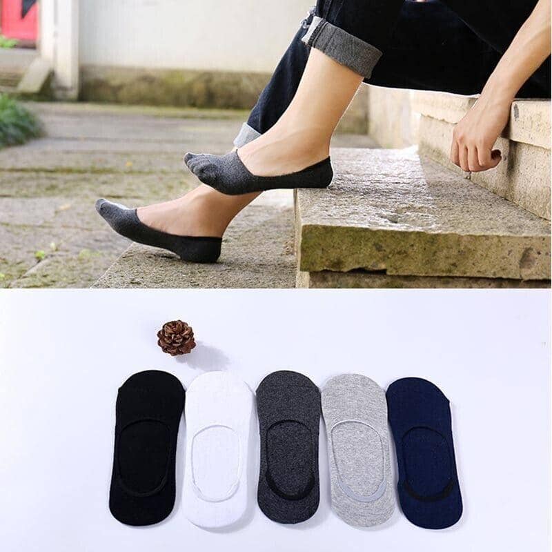 No Show Liner Socks, Non Slip Cotton Low Cut, 5 Pairs - Black, White, Light Grey, Dark Grey and Navy - view 4